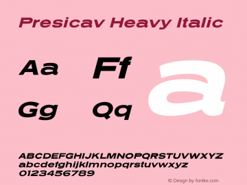 PresicavHv-Italic Version 2.000图片样张
