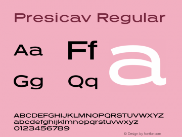PresicavRg-Regular Version 2.000 Font Sample