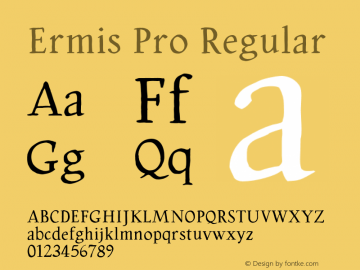 Ermis Pro Regular Version 1.002;hotconv 1.0.109;makeotfexe 2.5.65596 Font Sample