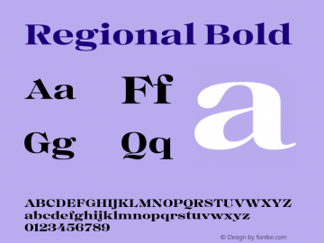 Regional Bold Version 1.000;hotconv 1.0.109;makeotfexe 2.5.65596图片样张