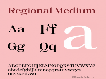 Regional Medium Version 1.000;hotconv 1.0.109;makeotfexe 2.5.65596图片样张