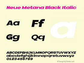 NeueMetana-BlackItalic Version 1.000 | wf-rip DC20200205图片样张