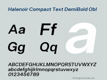 Halenoir Compact Text DemiBold Obl Version 1.001 | web-TT Font Sample