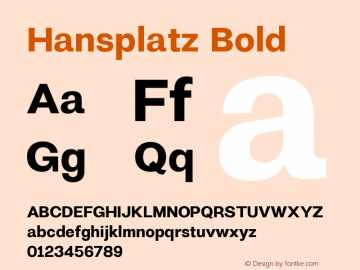 Hansplatz-Bold Version 1.000 | web-TT Font Sample