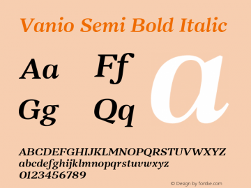Vanio Semi Bold Italic Version 1.000 | web-TT图片样张