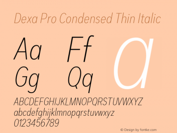 DexaProCondensed-ThinItalic Version 1.000 | web-TT Font Sample
