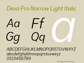DexaProNarrow-LightItalic Version 1.001 | web-TT图片样张