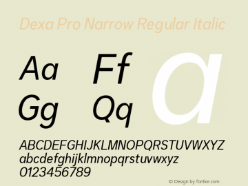 DexaProNarrow-RegularItalic Version 1.001 | web-TT图片样张