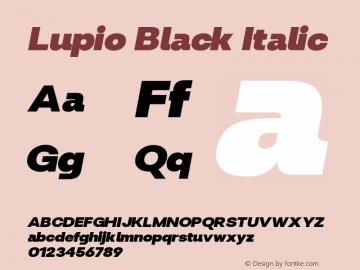 Lupio-BlackItalic Version 1.000 | web-TT Font Sample