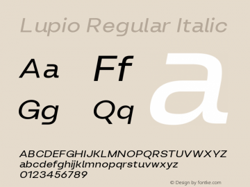 Lupio-Italic Version 1.000 | web-TT Font Sample