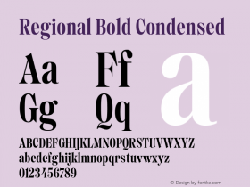 Regional Bold Condensed Version 1.000 Font Sample