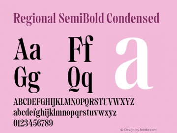 Regional SemiBold Condensed Version 1.000图片样张