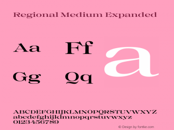 Regional Medium Expanded Version 1.000 Font Sample