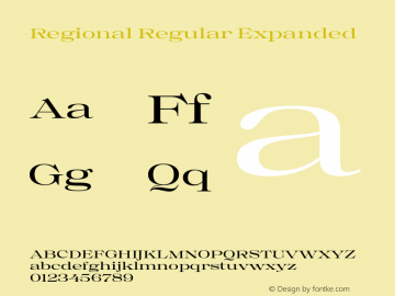Regional Regular Expanded Version 1.000 Font Sample