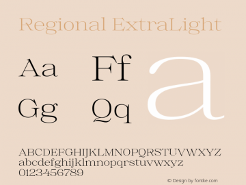 Regional ExtraLight Version 1.000图片样张