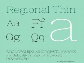 Regional Thin Version 1.000 Font Sample