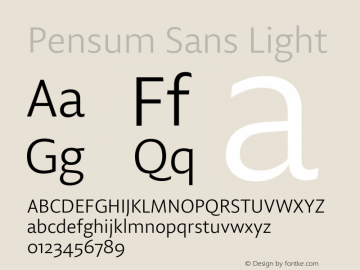 Pensum Sans Light Regular Version 1.000;PS 1.0;hotconv 1.0.88;makeotf.lib2.5.647800 DEVELOPMENT图片样张