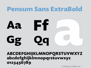 Pensum Sans ExtraBold Regular Version 1.000;PS 1.0;hotconv 1.0.88;makeotf.lib2.5.647800 DEVELOPMENT Font Sample