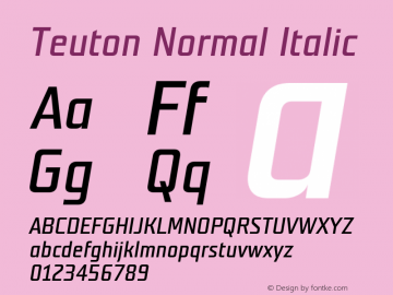 TeutonNormal-Italic Version 1.000 | web-TT Font Sample