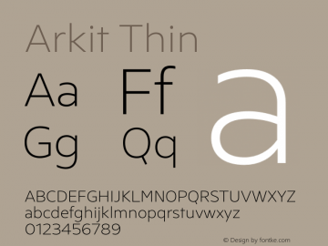 Arkit-Thin Version 1.000 | w-rip DC20191215 Font Sample