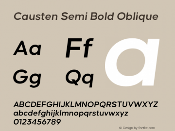 Causten Semi Bold Oblique Version 1.000;hotconv 1.0.109;makeotfexe 2.5.65596图片样张