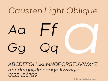 Causten Light Oblique Version 1.000;hotconv 1.0.109;makeotfexe 2.5.65596 Font Sample