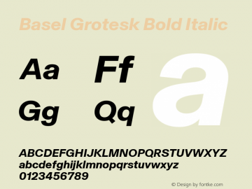 Basel Grotesk Bold Italic Version 1.000 | web-TT Font Sample