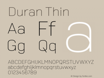 Duran Thin Version 001.000 October 2019 Font Sample