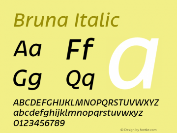 Bruna Italic Version 1.001;hotconv 1.0.109;makeotfexe 2.5.65596图片样张