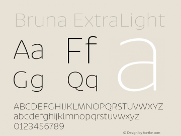 Bruna ExtraLight Version 1.001;hotconv 1.0.109;makeotfexe 2.5.65596图片样张