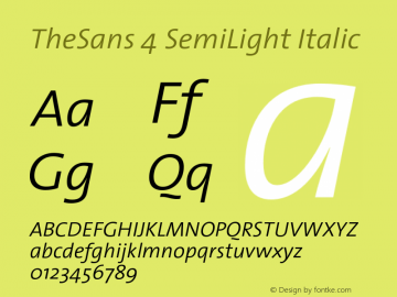 TheSans-4SemiLightItalic 1.0 Font Sample