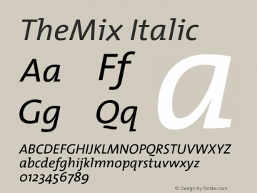 TheMix-5RegularItalic 1.0 Font Sample