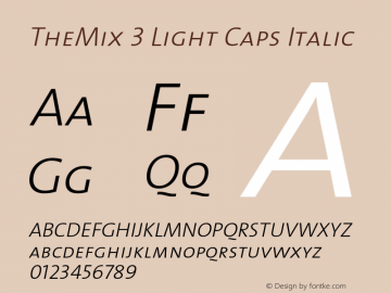 TheMix-3LightCapsItalic 1.0 Font Sample