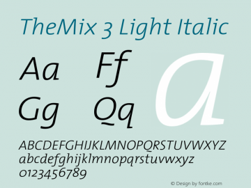 TheMix-3LightItalic 1.0 Font Sample