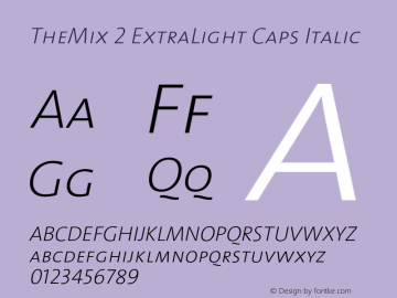 TheMix-2ExtraLightCapsItalic 1.0 Font Sample