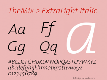 TheMix-2ExtraLightItalic 1.0 Font Sample