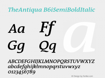 TheAntiqua-B6iSemiBoldItalic 001.000 Font Sample
