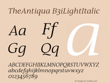 TheAntiqua-B3iLightItalic 001.000图片样张