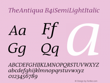 TheAntiqua-B4iSemiLightItalic 001.000 Font Sample
