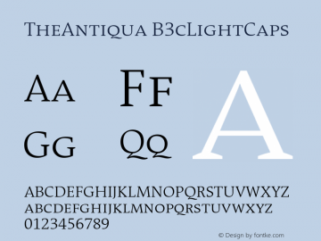 TheAntiqua-B3cLightCaps 001.000 Font Sample