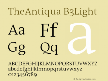 TheAntiqua-B3Light 001.000 Font Sample