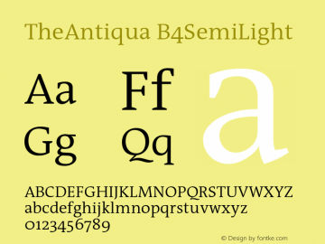 TheAntiqua-B4SemiLight 001.000 Font Sample