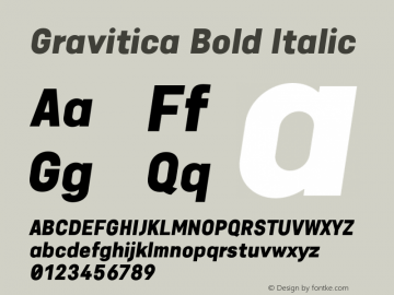 Gravitica Bold Italic Version 1.000;hotconv 1.0.109;makeotfexe 2.5.65596图片样张