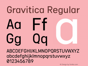 Gravitica Regular Version 1.000;hotconv 1.0.109;makeotfexe 2.5.65596 Font Sample