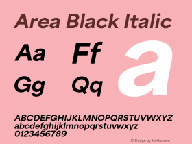 Area Black Italic Version 1.000;hotconv 1.0.109;makeotfexe 2.5.65596 Font Sample