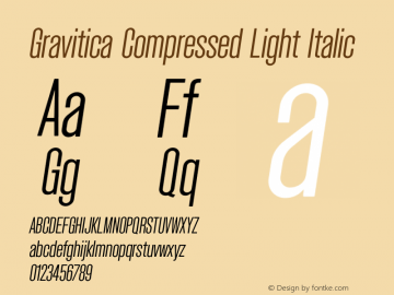 Gravitica Compressed LIght Italic Version 1.000 | wf-rip DC20201020 Font Sample