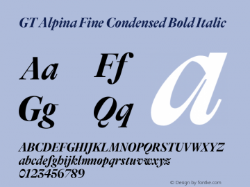 GT Alpina Fine Cn Bd It Version 2.002;hotconv 1.0.109;makeotfexe 2.5.65596图片样张