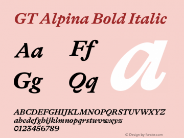GT Alpina Bd It Version 2.002;hotconv 1.0.109;makeotfexe 2.5.65596 Font Sample