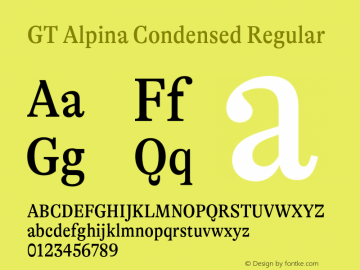 GT Alpina Cn Rg Version 2.002;hotconv 1.0.109;makeotfexe 2.5.65596 Font Sample