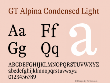 GT Alpina Cn Lt Version 2.002;hotconv 1.0.109;makeotfexe 2.5.65596 Font Sample